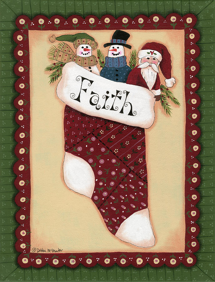 Christmas Painting - Stocking Vi Faith by Debbie Mcmaster