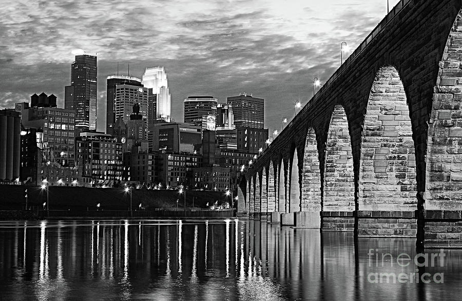 Stone Arch Bridge Minneapolis Bw V3 Photograph by Wayne Moran