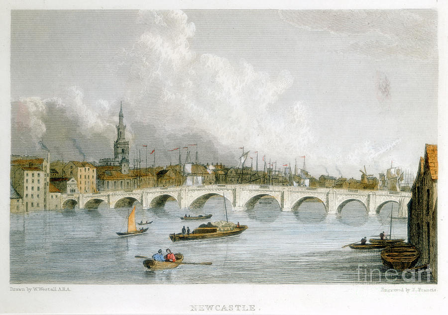 Stone Arched Bridge Across The Tyne Drawing by Print Collector