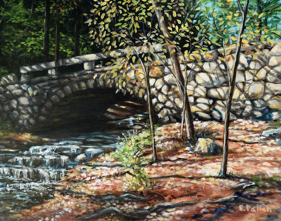 Stone Bridge, Vaughans Woods Painting by Eileen Patten Oliver