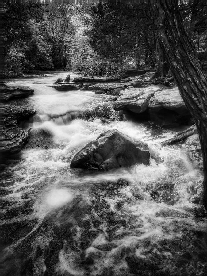 Stone Creek Water Gush in BnW Photograph by Doris Aguirre