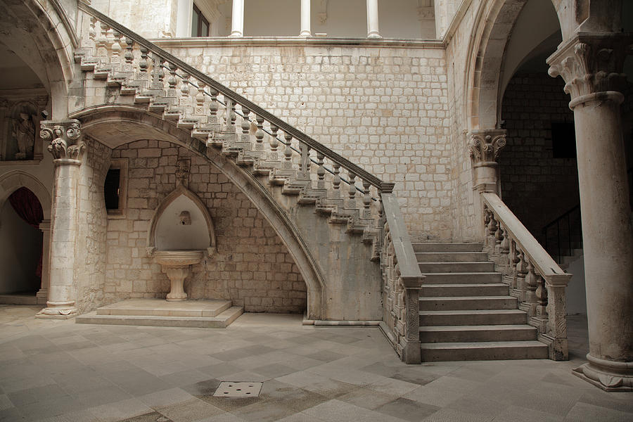 Stone Staircase And Courtyard Photograph by Jvt