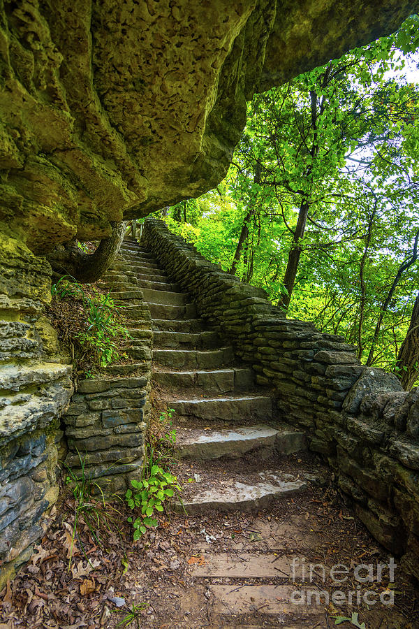 Stone Steps - Clifty Falls Overlook -  Indiana Photograph by Gary Whitton