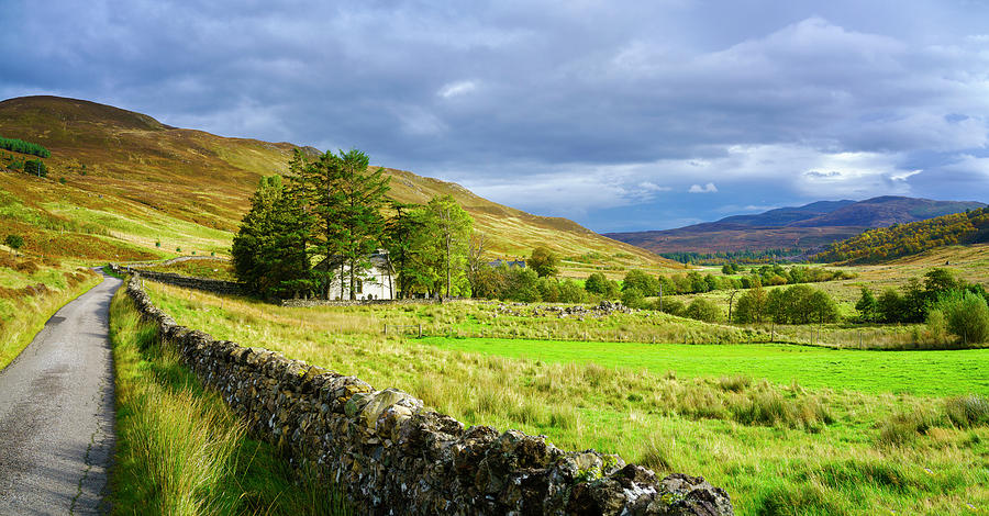 Stone Wall Along Road With Croick Photograph by Panoramic Images | Fine ...