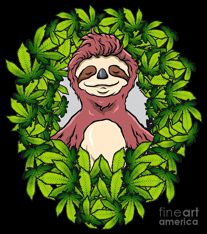 Stoned Sloth Weed Cannabis Thc Cbd Ganja Digital Art By Mister Tee