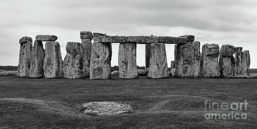 Stonehenge Panorama bw Photograph by Jack Schultz