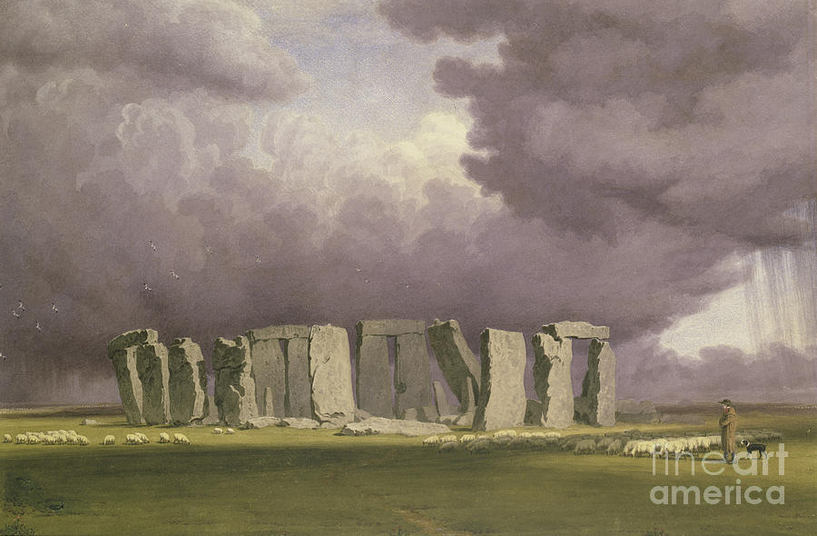 Stonehenge Stormy Day, 1846 Watercolor Over Graphite Painting by William Turner