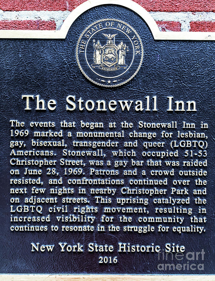 Stonewall Riots Commemorative Plaque in New York City Photograph by John Rizzuto