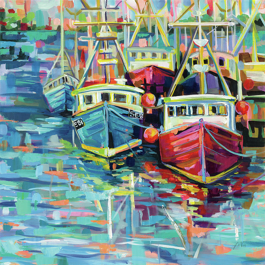 Boat Painting - Stonington Docks by Jeanette Vertentes