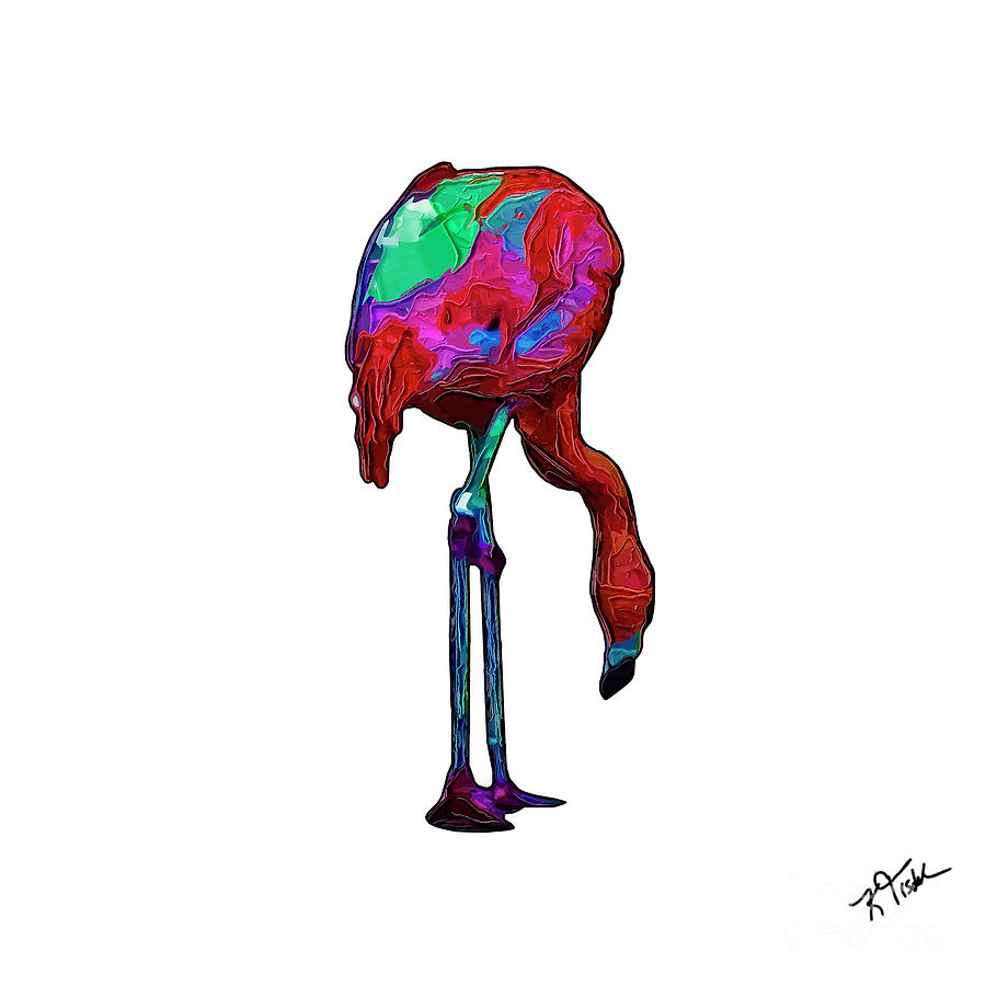 Stooped Over Abstract Flamingo Digital Art by Kirt Tisdale
