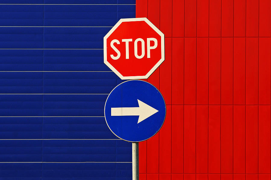 Sign Photograph - Stop For Blue by Jure Kravanja