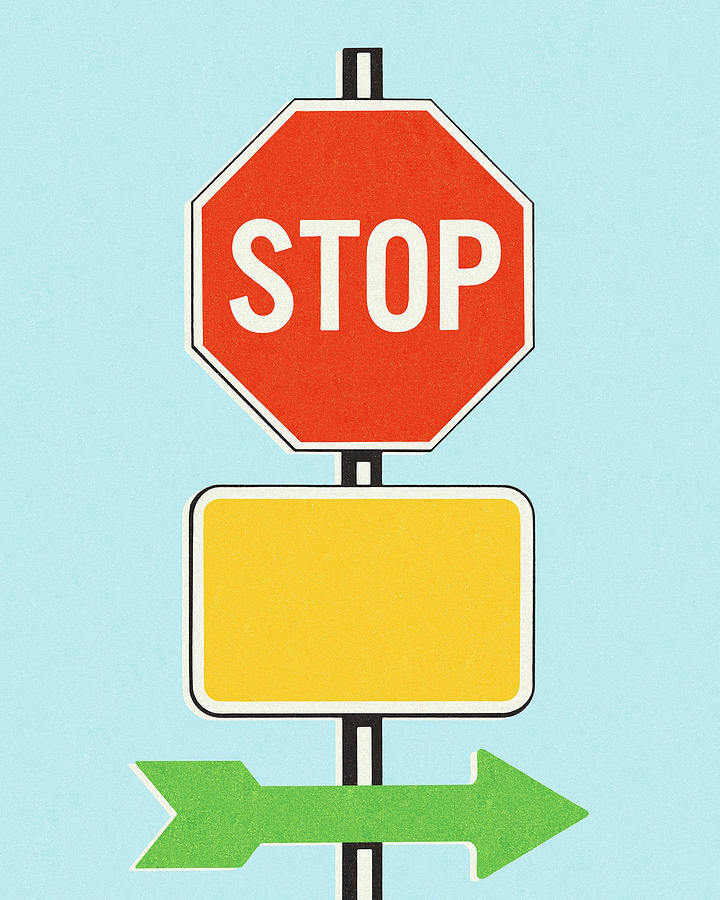 Vintage Drawing - Stop Sign by CSA Images