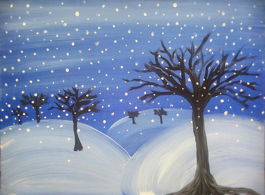 Winter Painting - Stopping By Woods 2 by Vale Anoai