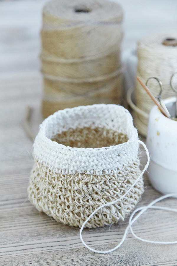 Storage Basket Crocheted From Jute Twine Photograph by Nicoline Olsen