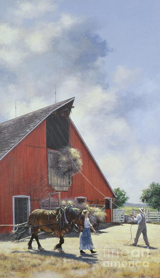 Storing Hay Painting By Hal Sutherland