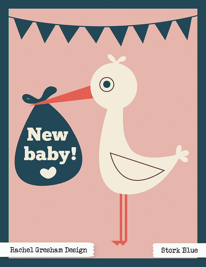 New Baby Digital Art - Stork Blue by Rachel Gresham