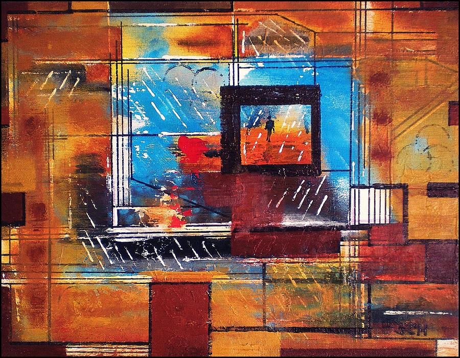 Abstract Painting - Storm Across The Valley -or- Walk In The Rain by Scott Haley Abstract Painting - Storm Across The Valley -or- Walk In The Rain by Scott Haley