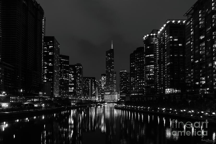Storm Brewing Over Chicago Grayscale Photograph by Jennifer White