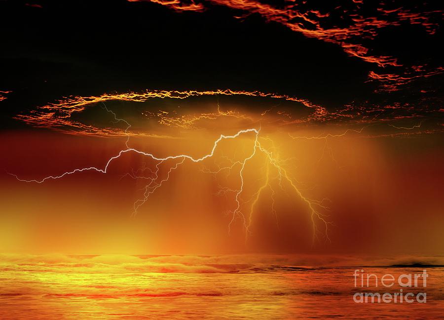 Nature Photograph - Storm Clouds And Lighting by Victor Habbick Visions/science Photo Library