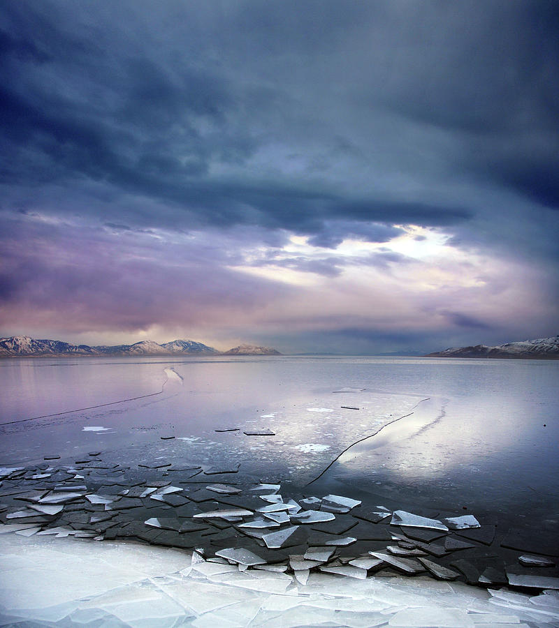 Storm Clouds Clearing Over Icy Lake Photograph by Utah-based Photographer Ryan Houston