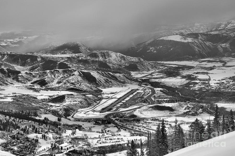 Storm Clouds Over Aspen Airport Black And White Photograph by Adam Jewell