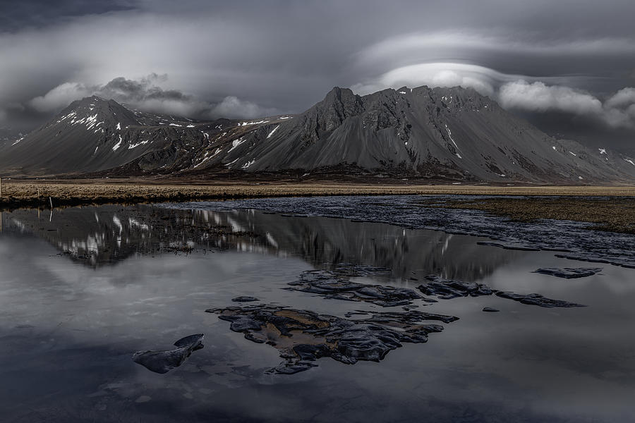 Landscape Photograph - Storm Clouds Over Icelandic Mountains by Kutub Uddin