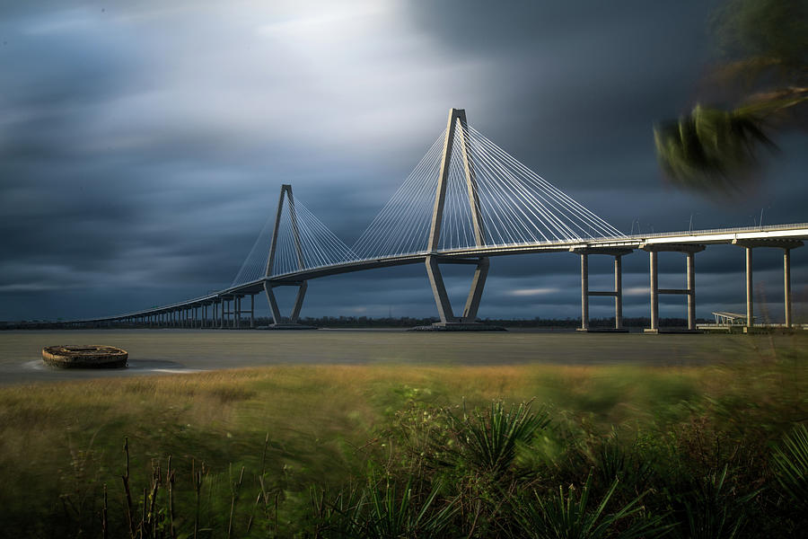 Storm Clouds Rushing By The Ravenel Bridge Photograph