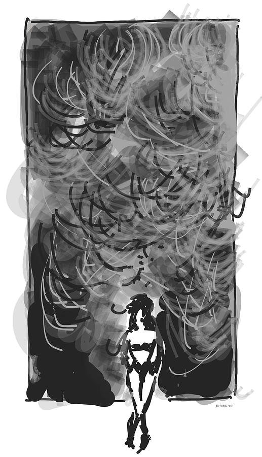 Black And White Digital Art - Storm in a Glass Box by Juan Carlos Rios