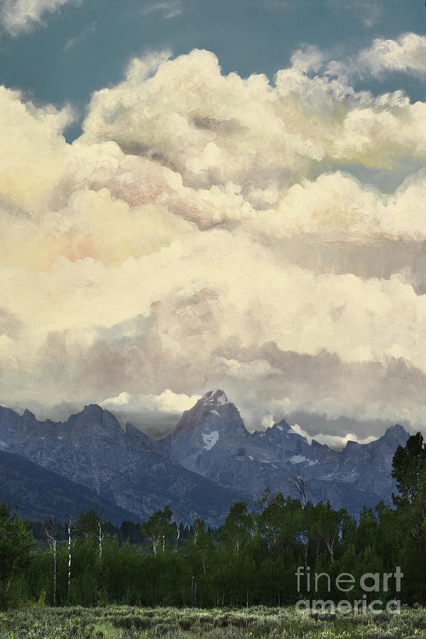Storm in the Tetons Mixed Media by Suzette Kallen