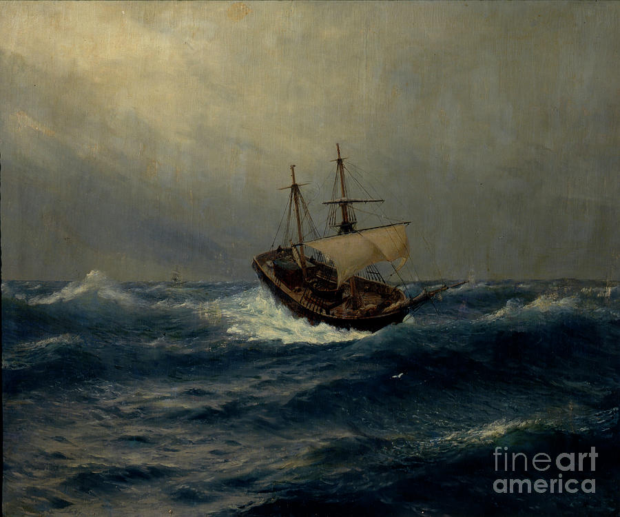 Storm On The Sea, 1887. Artist Lagorio Drawing by Heritage Images