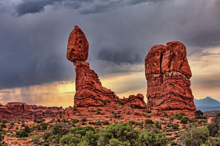 Storm over Balanced Rock Photograph by Kyle Lee