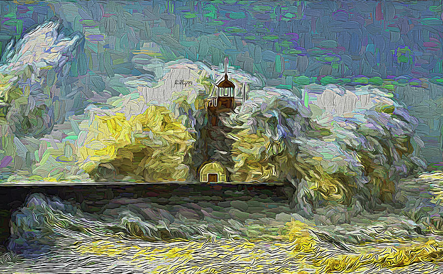 Storm over lighthouse Painting by Nenad Vasic