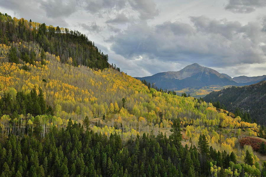 Storm over Sunshine Mountain and Fall Colors Photograph by Ray Mathis