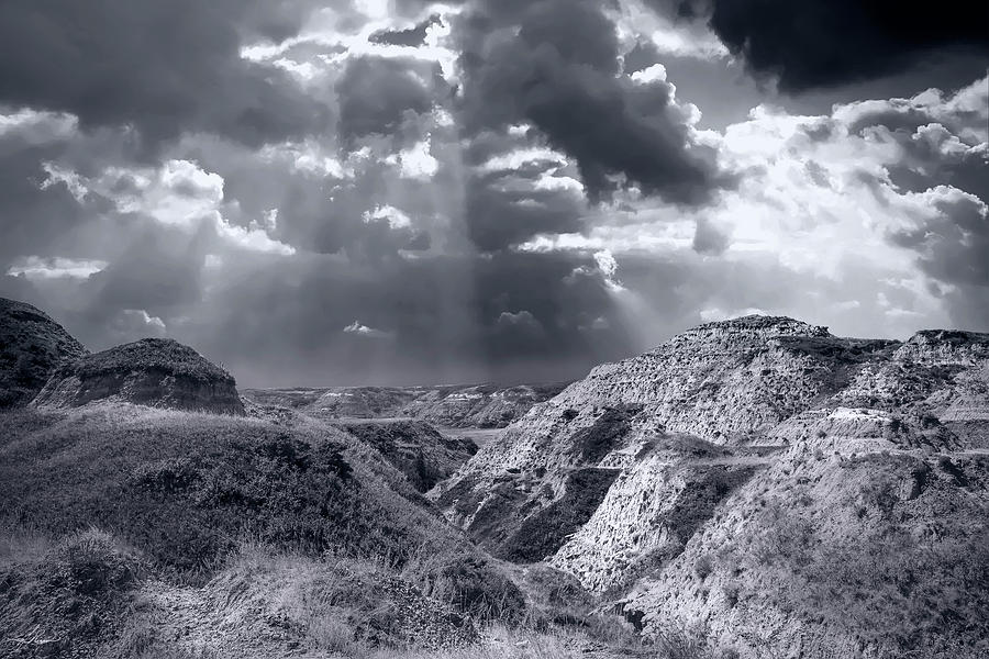 Black And White Photograph - Storm Over the Badlands by Phil And Karen Rispin