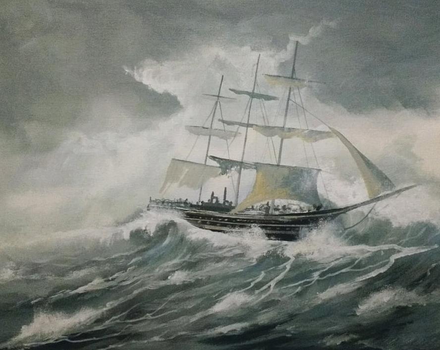 Storm Ship,,, Painting by Cathal O malley