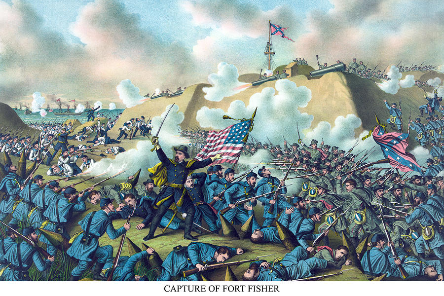 Storming of Ft. Fisher, North Carolina Painting by Kurz & Allison