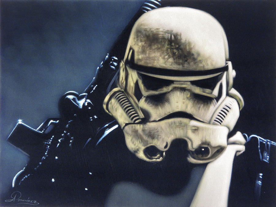 Star Wars Painting - Stormtrooper Star Wars storm trooper Original Oil Painting Black Velvet R073 by RamirezRamirez