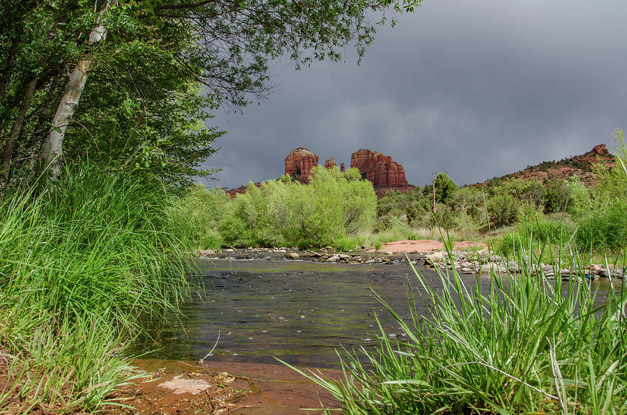 Stormy Day at Cathedral Rock Photograph by Douglas Wielfaert