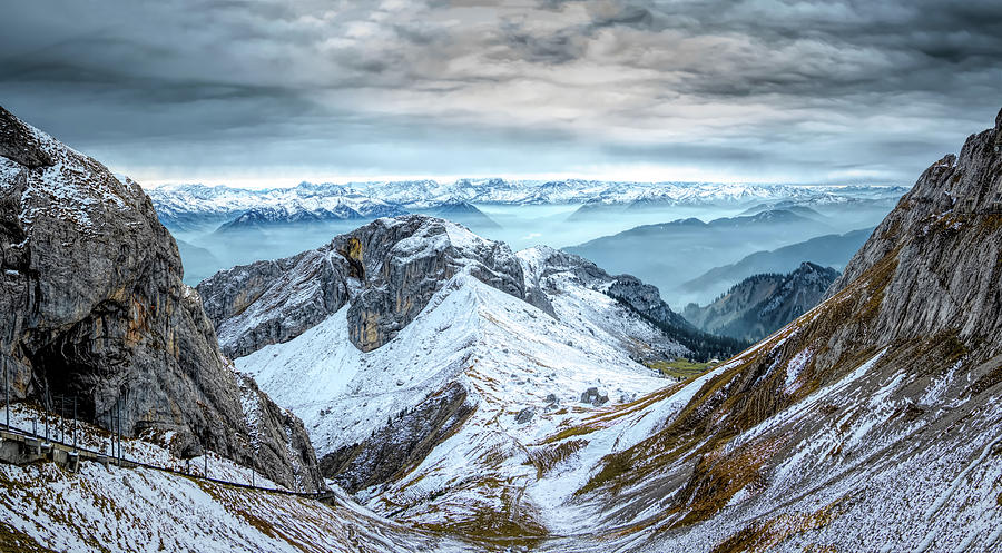 Stormy Mountains Panorama, Mount Pilatus, Switzerland Photograph by Rick Deacon