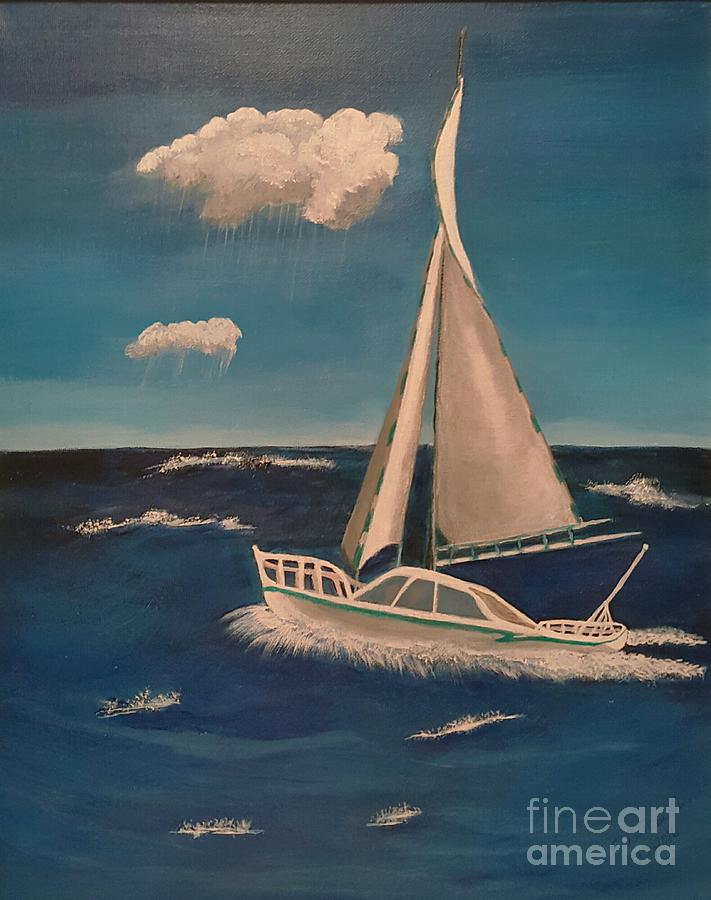 Ocean Painting - Stormy Sailing by Elizabeth Mauldin