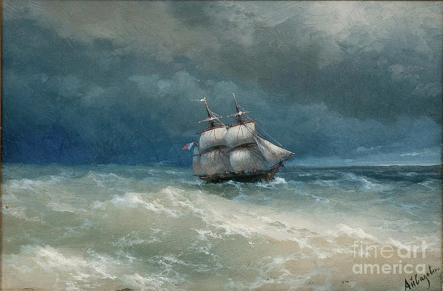 Stormy Sea. Artist Aivazovsky, Ivan Drawing by Heritage Images