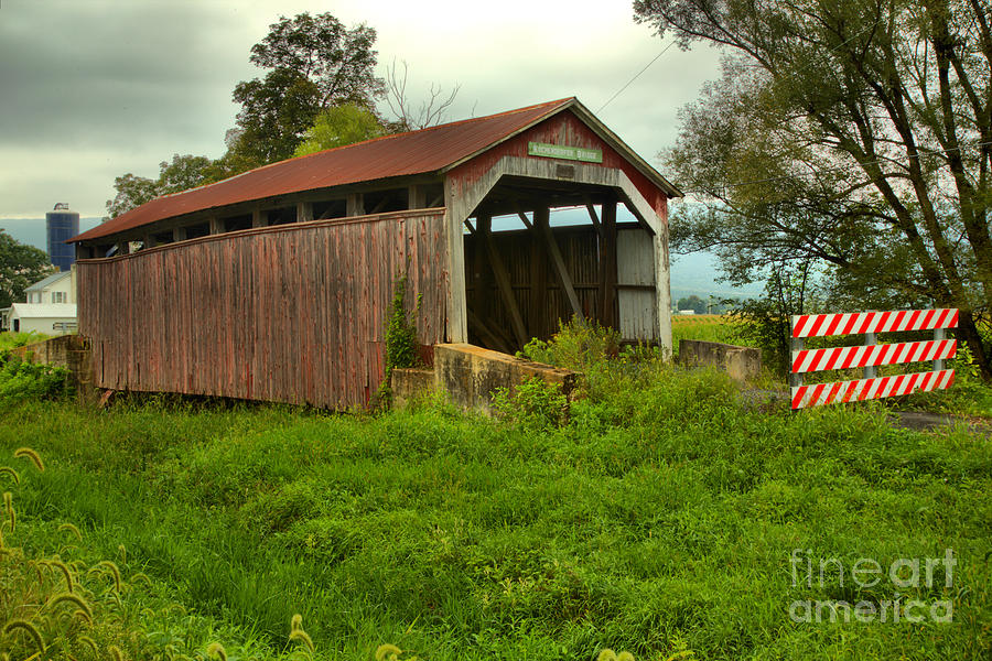 Stormy Skies Over The Kochenderfer Covered Bridge Photograph by Adam Jewell