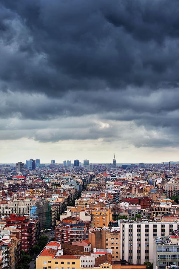 Stormy Sky Above Barcelona City Photograph by Artur Bogacki