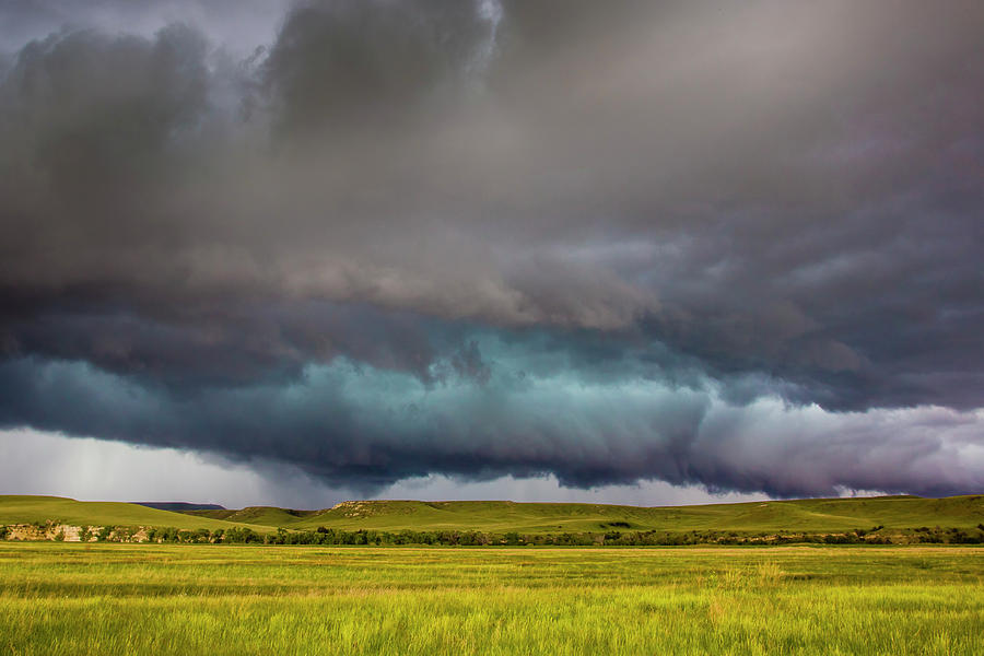 Stormy Sky Above The Prairie Grassland, Montana, Usa Photograph by Phil ...