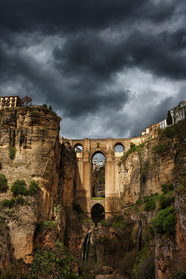 Stormy Sky at Ronda Bridge in Spain Photograph by Artur Bogacki
