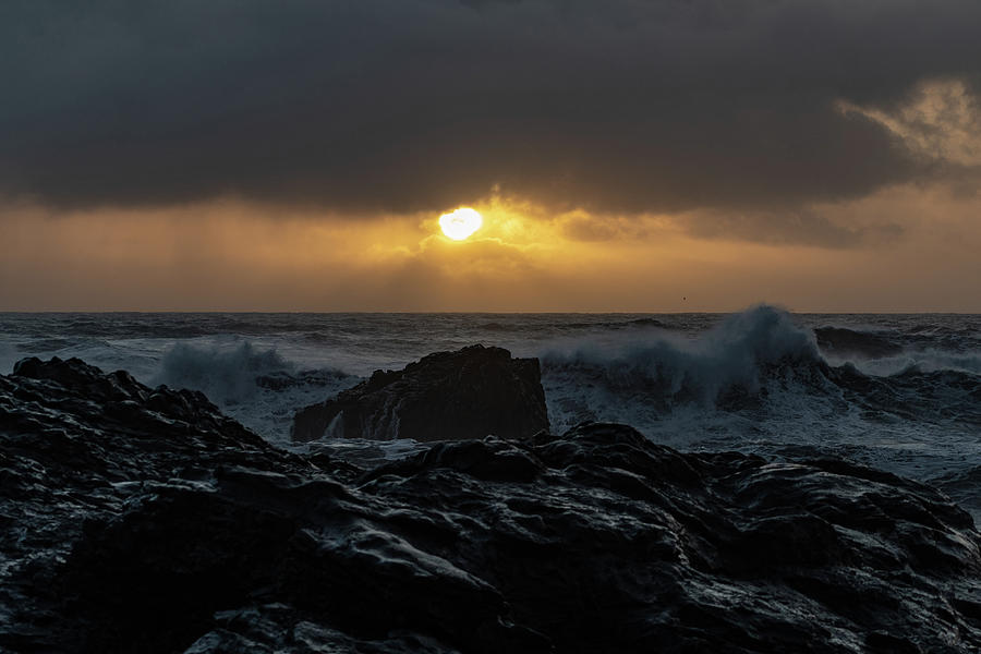 Stormy Sunset from Reynisfjara Photograph by Mark Hunter