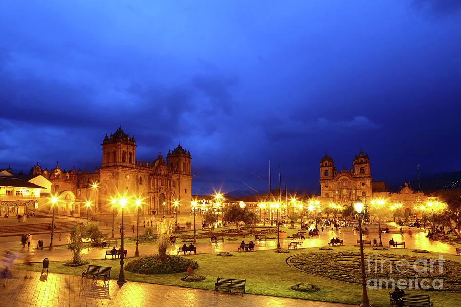 Stormy Twilight Over The Plaza de Armas Cusco Peru Photograph by James Brunker