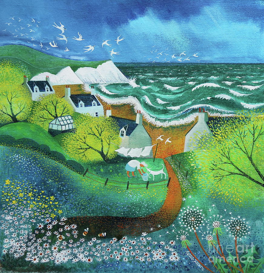 Stormy Washday Painting by Lisa Graa Jensen