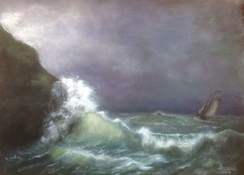 Stormy Weather on the Riff, after Aivazowsky Painting by Bruno Angius ...