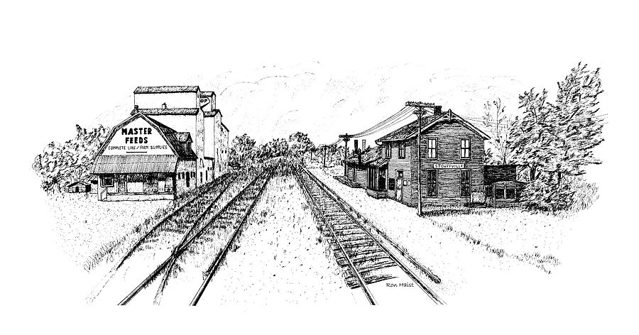 Stouffville Station Drawing by Ron Haist
